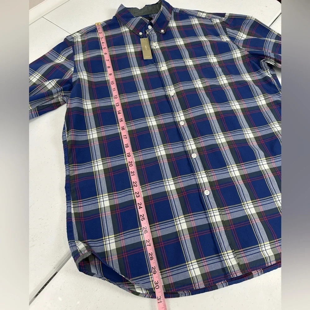 J. Crew Tartan Plaid Long Sleeve Men’s Button Down Cotton Shirt Blue Red XL